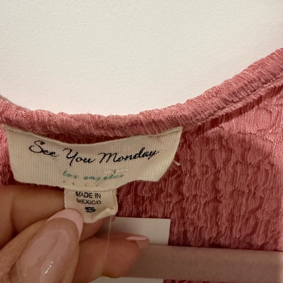 See You Monday Textured Pink Mini Dress - Picture 2 of 3